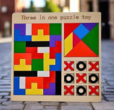 3-in-1 Wooden Puzzle Toy – Educational Brain Teaser for Kids