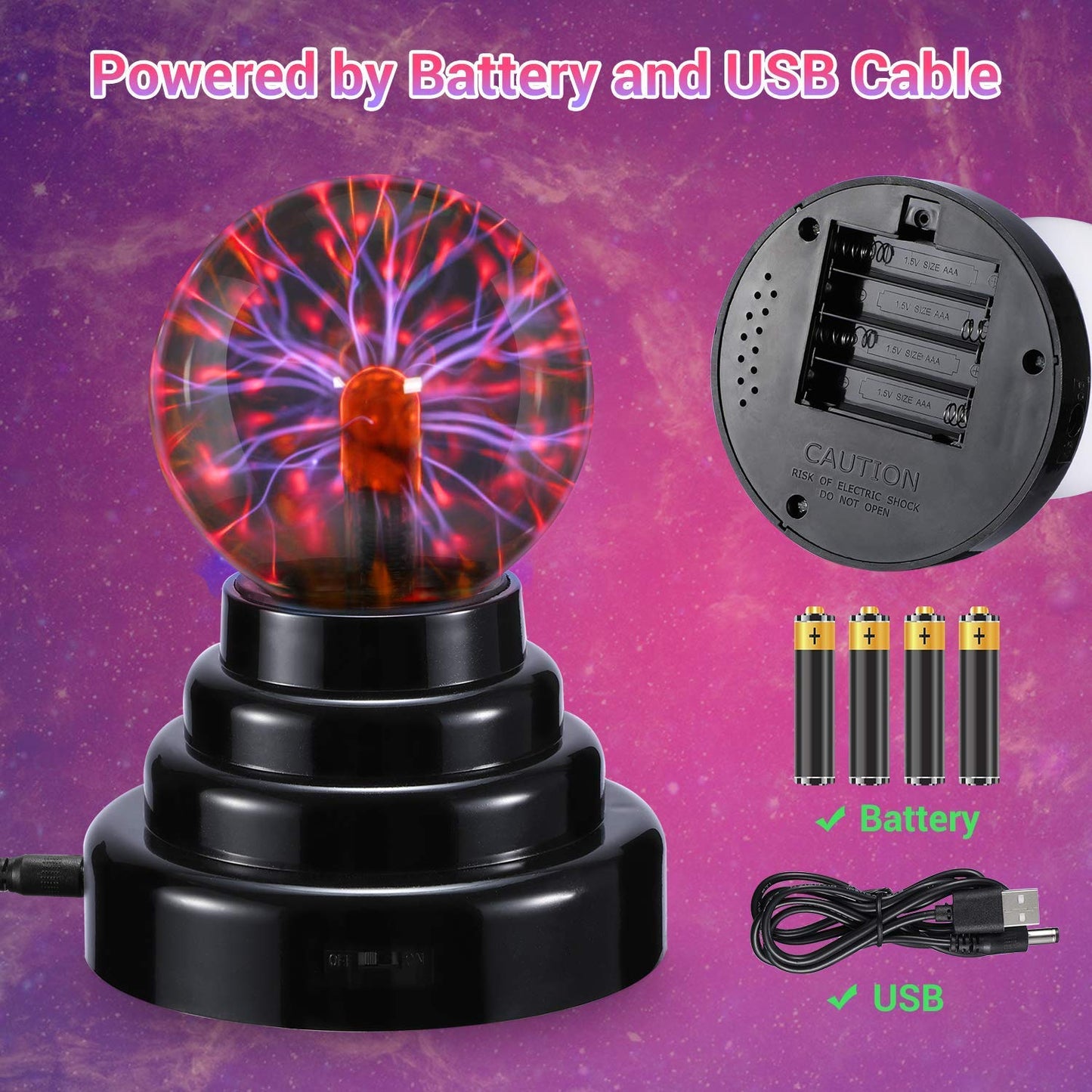 Touch-Activated Plasma Globe – USB Powered Lamp & Science Decor