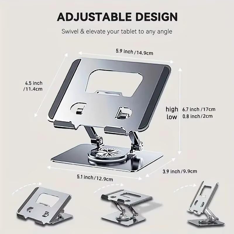 Tablet Stand – 360° Rotating Adjustable Aluminium Holder