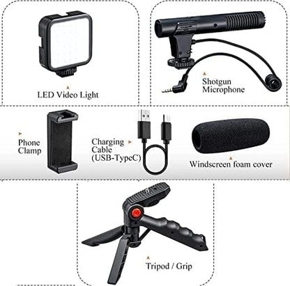 Video Recording Kit – With Tripod, Microphone & LED Light