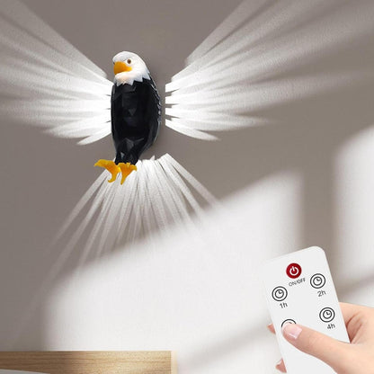 3D Eagle Wall Lamp glowing on wall with ambient LED light