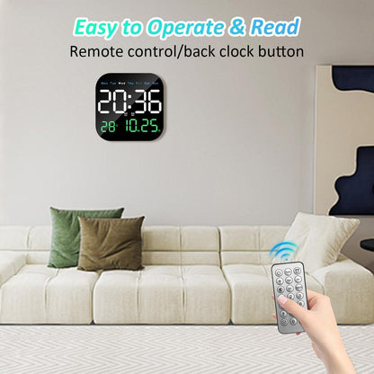 LED Digital Wall Clock – Remote Control & Auto-Dimming, 9" Display