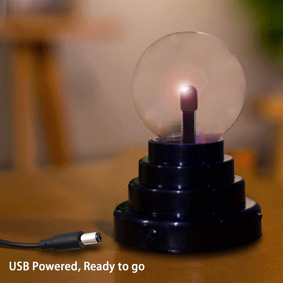 Touch-Activated Plasma Globe – USB Powered Lamp & Science Decor