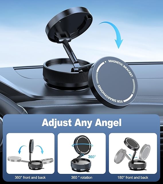 Magnetic Suction Cup Phone Mount with 360° Rotation
