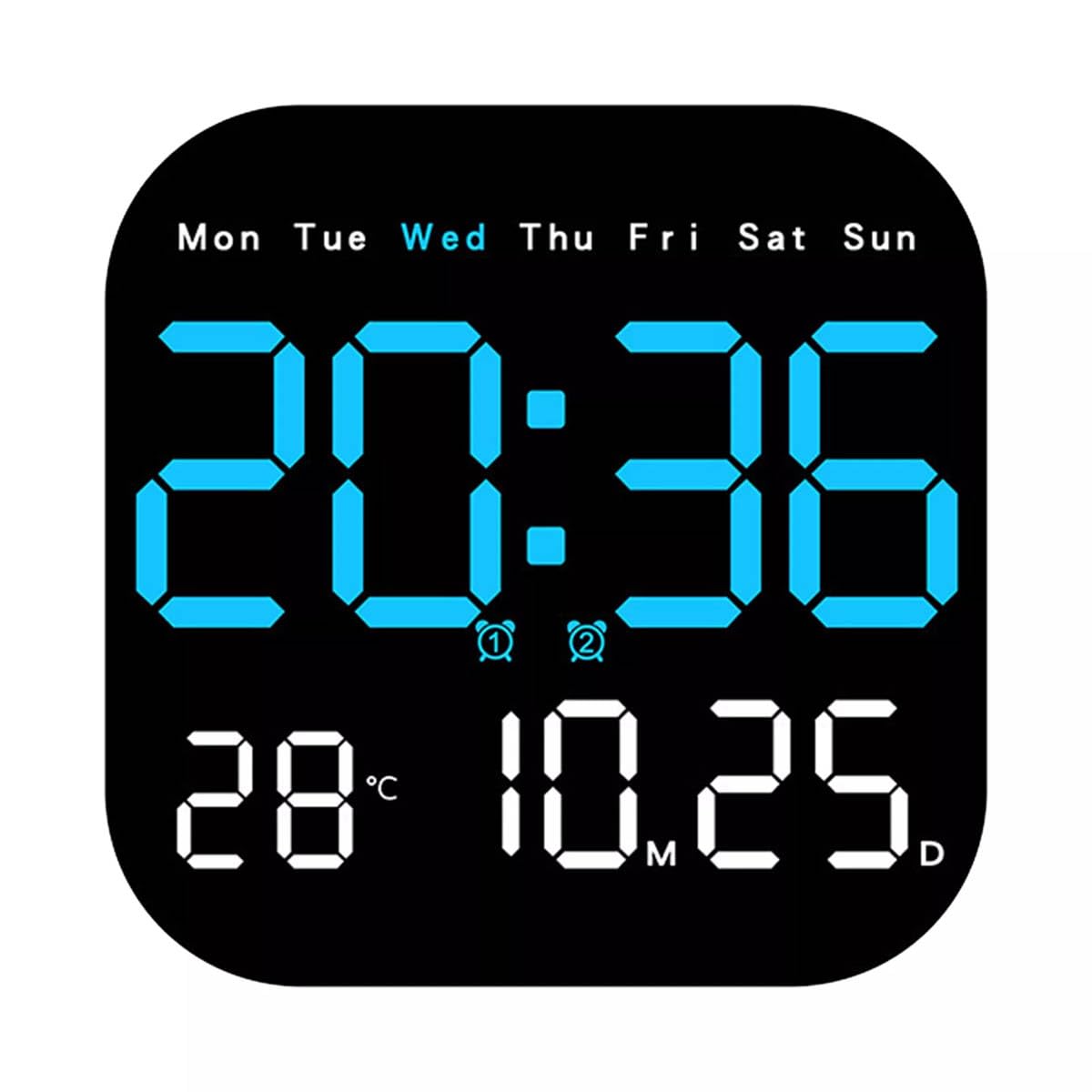 LED Digital Wall Clock – Remote Control & Auto-Dimming, 9" Display