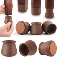 Brown Silicone Chair Leg Caps with Felt Base